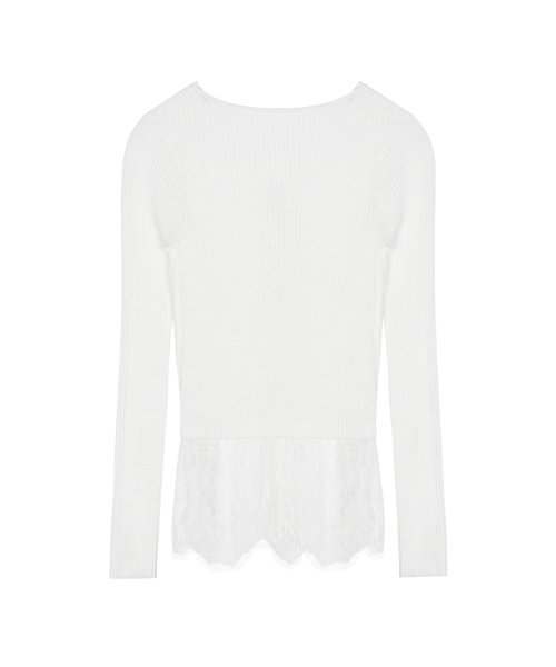 STRAP LACE CARDIGAN_WHITE