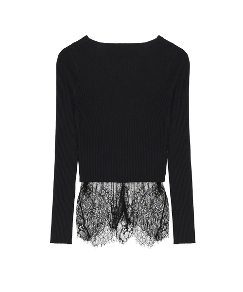 STRAP LACE CARDIGAN_BLACK