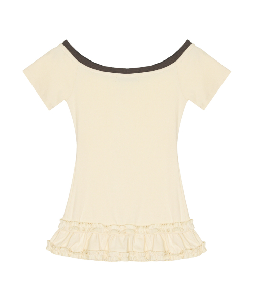 OFF-SHOULDER FRILL HALF TOP_CREAM