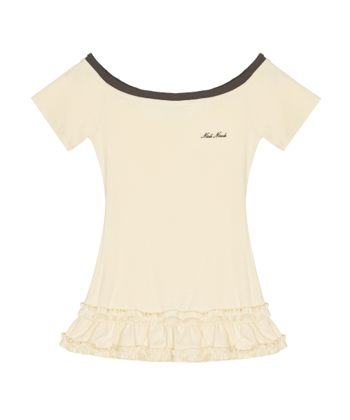OFF-SHOULDER FRILL HALF TOP_CREAM