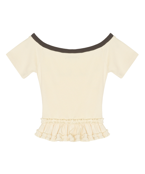 OFF-SHOULDER FRILL CROP TOP_CREAM