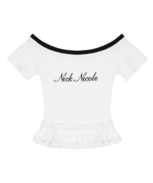OFF-SHOULDER FRILL CROP TOP_WHITE