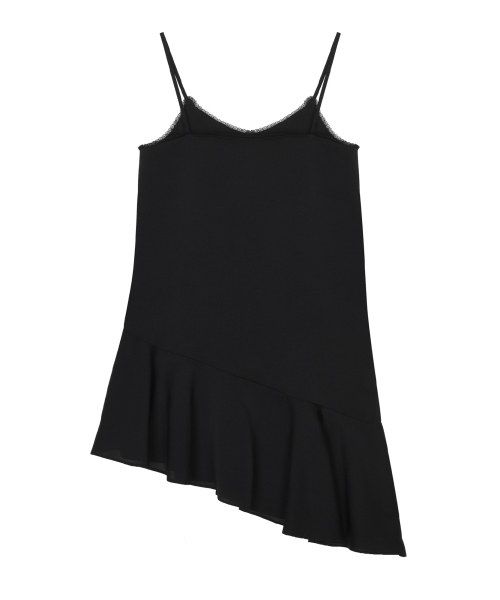 SATIN EMBROIDERY SLIP DRESS_BLACK