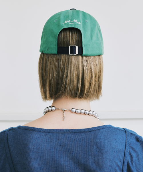 NICOLE LETTERING BALL CAP_GREEN NAVY