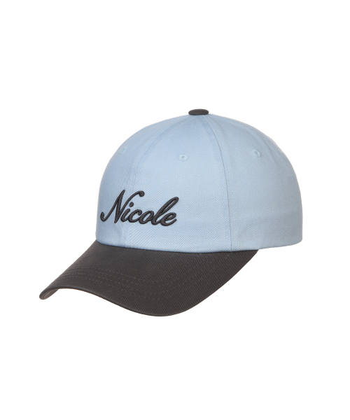 NICOLE LETTERING BALL CAP_SKY BLUE CHARCOAL