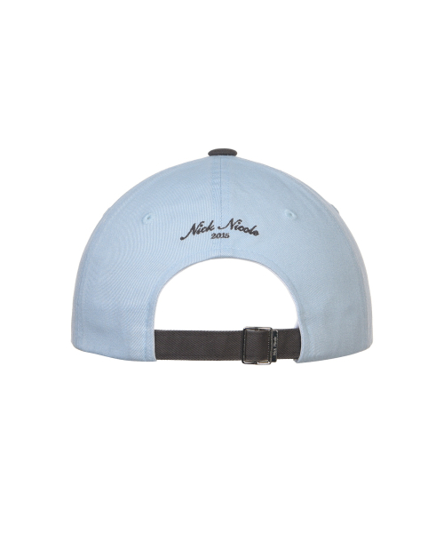 NICOLE LETTERING BALL CAP_SKY BLUE CHARCOAL