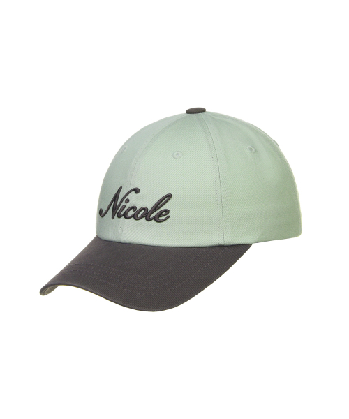 NICOLE LETTERING BALL CAP_KHAKI CHARCOAL