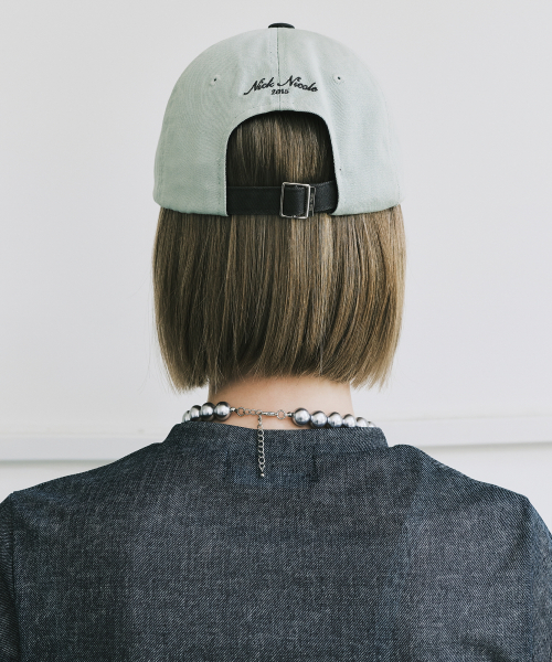 NICOLE LETTERING BALL CAP_KHAKI CHARCOAL