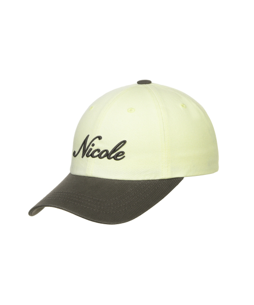 NICOLE LETTERING BALL CAP_YELLOW CHARCOAL