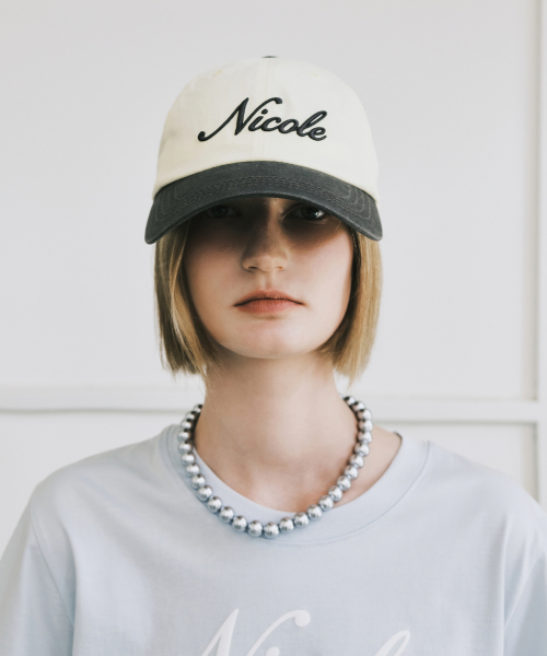 NICOLE LETTERING BALL CAP_YELLOW CHARCOAL