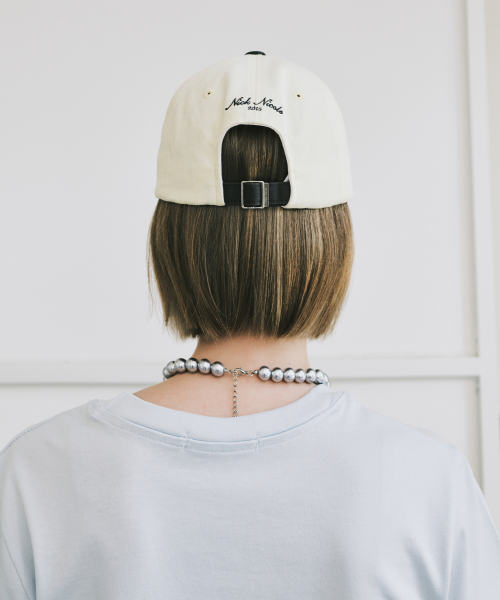 NICOLE LETTERING BALL CAP_YELLOW CHARCOAL