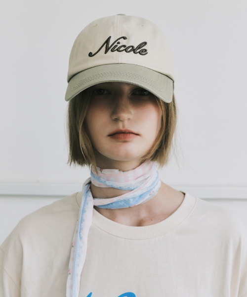 NICOLE LETTERING BALL CAP_BEIGE KHAKI