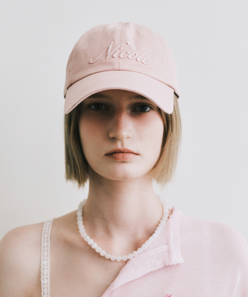 NICOLE LETTERING BALL CAP_PINK