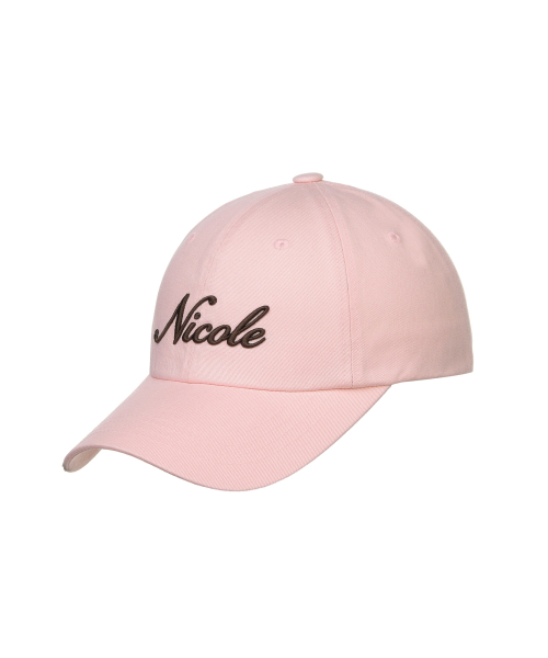 NICOLE LETTERING BALL CAP_PINK BROWN