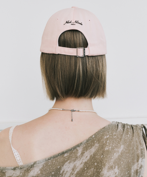 NICOLE LETTERING BALL CAP_PINK BROWN