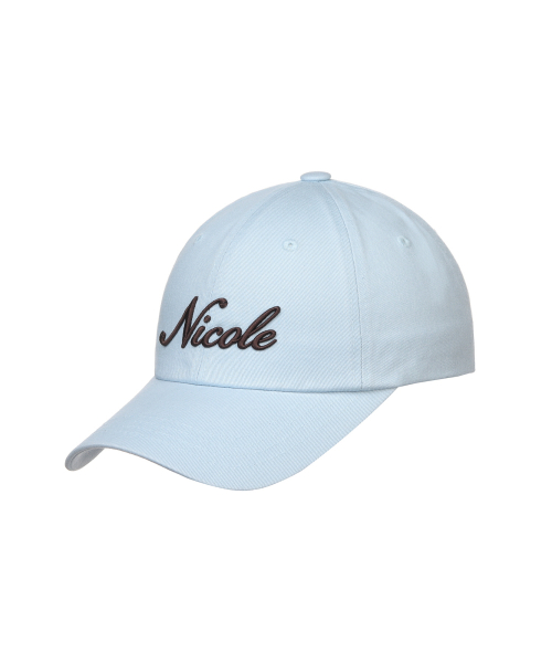 NICOLE LETTERING BALL CAP_SKY BLUE BROWN