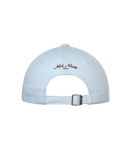 NICOLE LETTERING BALL CAP_SKY BLUE BROWN