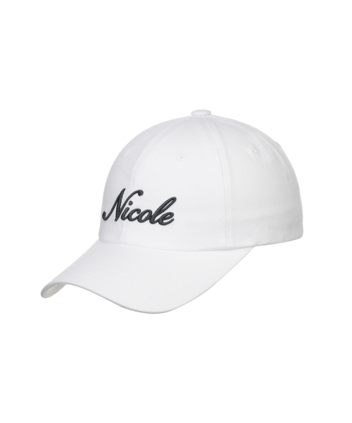 NICOLE LETTERING BALL CAP_WHITE CHARCOAL