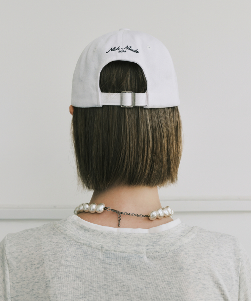 NICOLE LETTERING BALL CAP_WHITE CHARCOAL