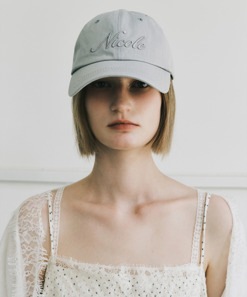NICOLE LETTERING BALL CAP_GRAY