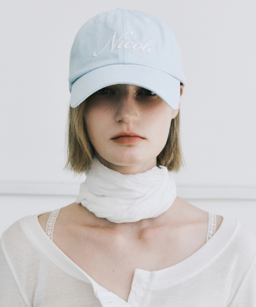 NICOLE LETTERING BALL CAP_DENIM SKY BLUE