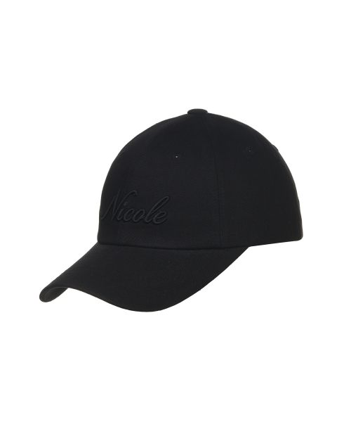 NICOLE LETTERING BALL CAP_DEEP BLACK