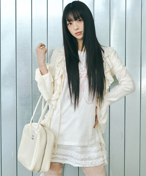NICOLE LOGO MINIMAL SQUARE BAG_CREAM