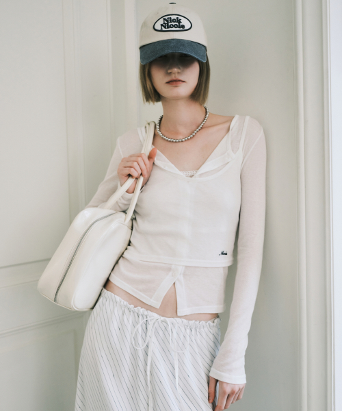 NICOLE LOGO MINIMAL SQUARE BAG_CREAM