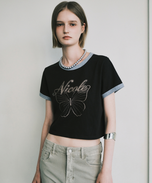 BUTTERFLY RINGER CROP TOP_CHARCOAL