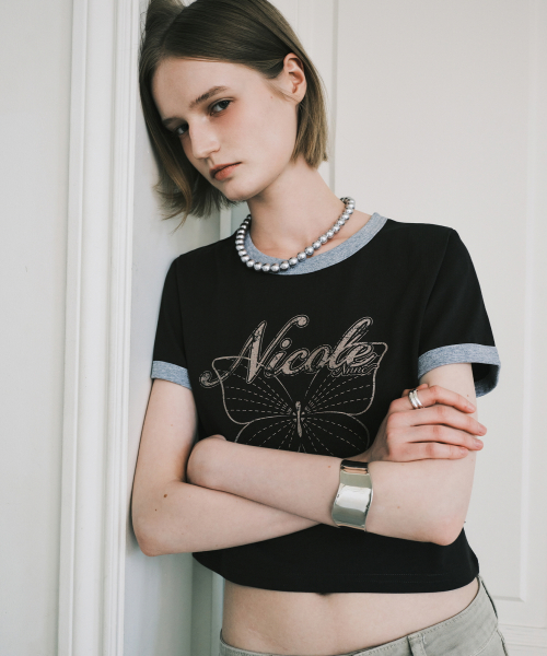 BUTTERFLY RINGER CROP TOP_CHARCOAL