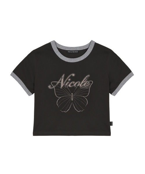 BUTTERFLY RINGER CROP TOP_CHARCOAL