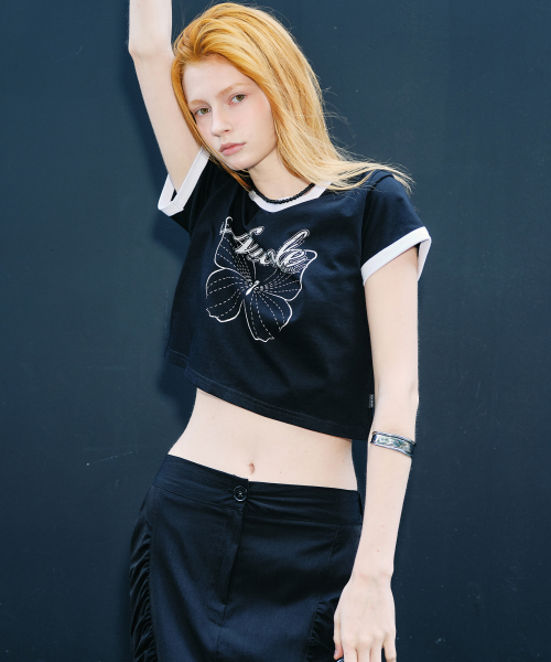 BUTTERFLY RINGER CROP TOP_BLACK