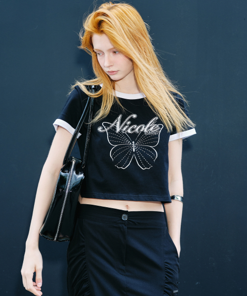 BUTTERFLY RINGER CROP TOP_BLACK