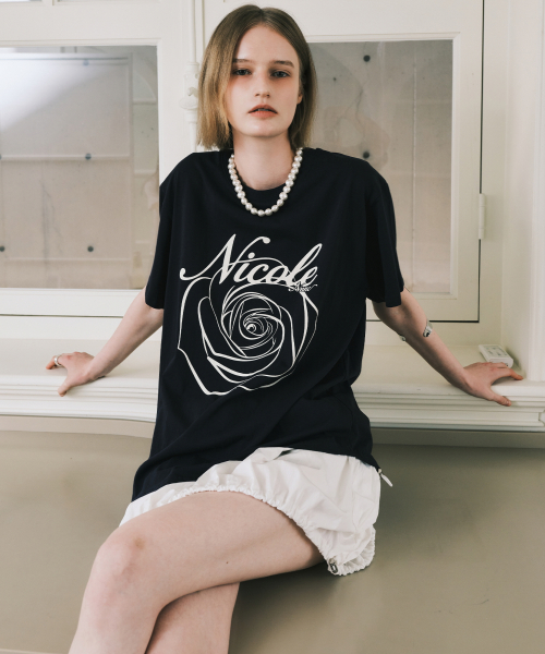 NICOLE ROSE SLEEVE TOP_NAVY CREAM