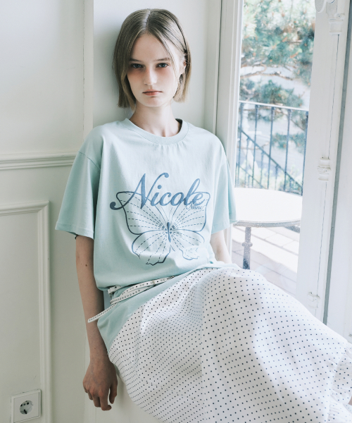 NICOLE BUTTERFLY SLEEVE TOP_MINT GRAY