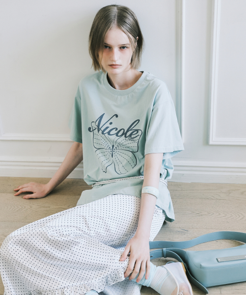 NICOLE BUTTERFLY SLEEVE TOP_MINT GRAY