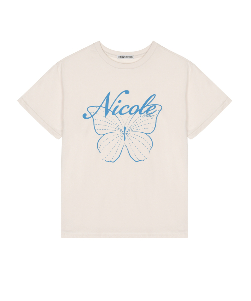 NICOLE BUTTERFLY SLEEVE TOP_BEIGE BLUE