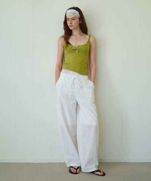 PUNCHING CARGO PANTS WHITE