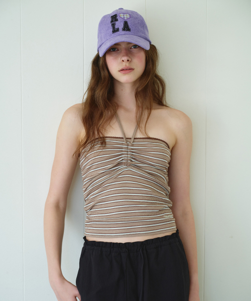 STRIPE TUBE TOP BR+MT