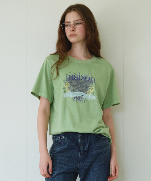 VINTAGE LETTERING PIGMENT T-SHIRT D/MINT
