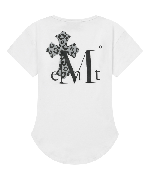 SAHARA LEOPARD CROSS BACK LOGO U-NECK HALF T (2COLOR)