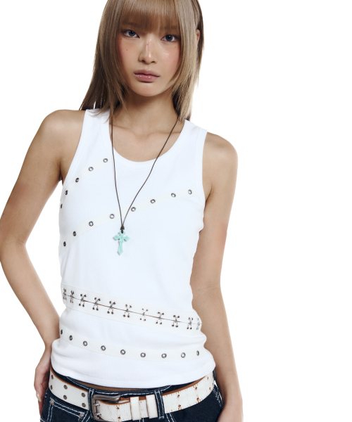 Metal Piercing Sleeveless (White)