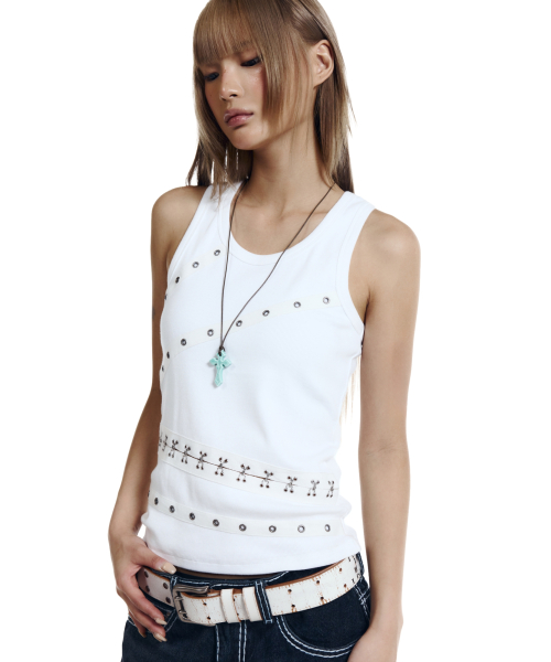 Metal Piercing Sleeveless (White)