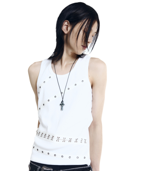Metal Piercing Sleeveless (White)