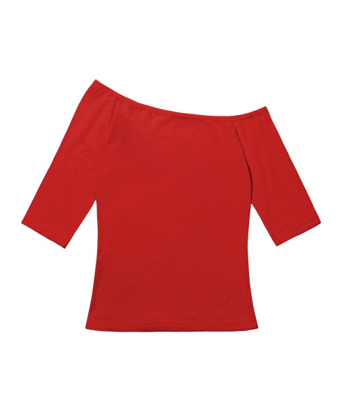 PLASTIC KISS ONE-SHOULDER TOP (RED) F26QB051