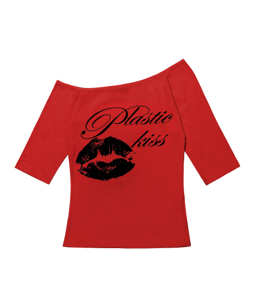 PLASTIC KISS ONE-SHOULDER TOP (RED) F26QB051