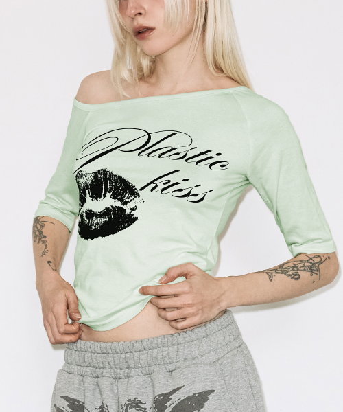 PLASTIC KISS ONE-SHOULDER TOP (MINT) F26QB051