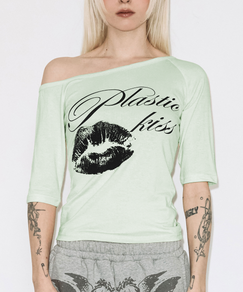 PLASTIC KISS ONE-SHOULDER TOP (MINT) F26QB051