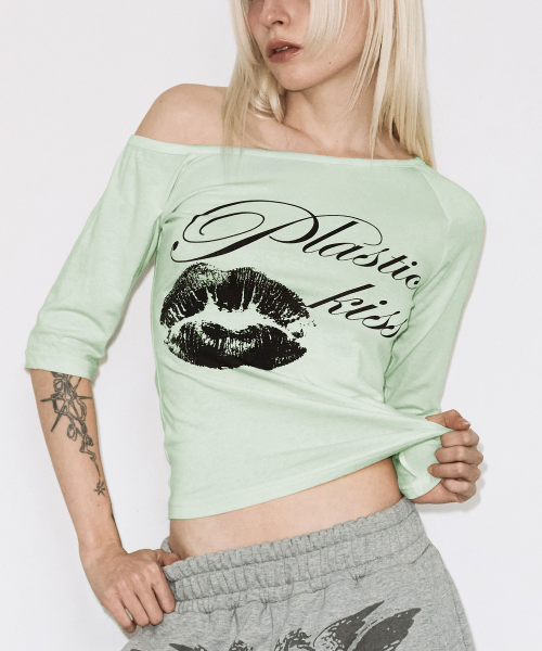 PLASTIC KISS ONE-SHOULDER TOP (MINT) F26QB051