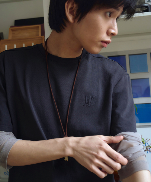 Basic cotton regular t-shirts -CHARCOAL